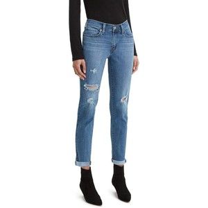 Levi's Boyfriend Jeans Womens 29 Blue Distressed Stretch NEW